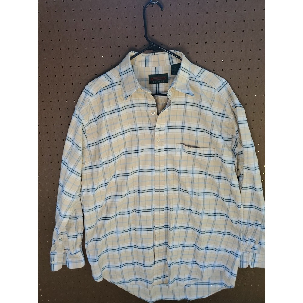 American‎ Outpost Button Up LS Shirt Men's Size Medium Yellow/cream Plaid